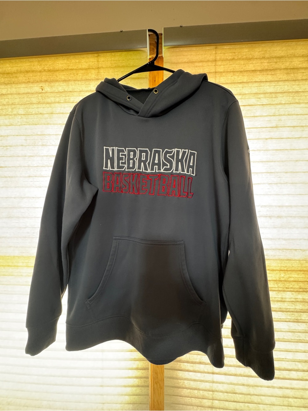 adidas Nebraska Basketball Hoodie in Dark Gray with Red Accents